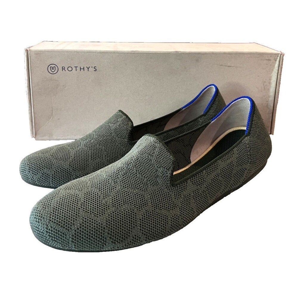 Rothy's The Loafer Slip ons NEW Flats Womens RETIRED Size 9 Green Giraffe w/ box